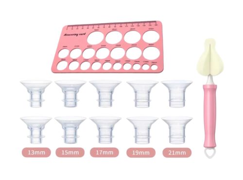 Momcozy S12 Pro / M5 / M6 / S9 Pro kompatibilis mellszívó tölcsér szett (10 db, 13-21mm) mérősablon és tisztítókefe