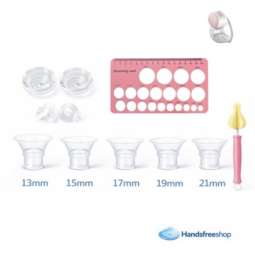 ajéndék10 db univerzális szűkítő tölcsér szett (13/15/17/19/21 mm) + mellbimbómérő sablon + tisztítókefe